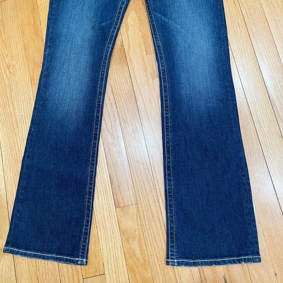 D9 District 9 Slick Womens Bootcut Jeans Size 31 Thick Stitching Dark Wash EUC - Picture 3 of 13